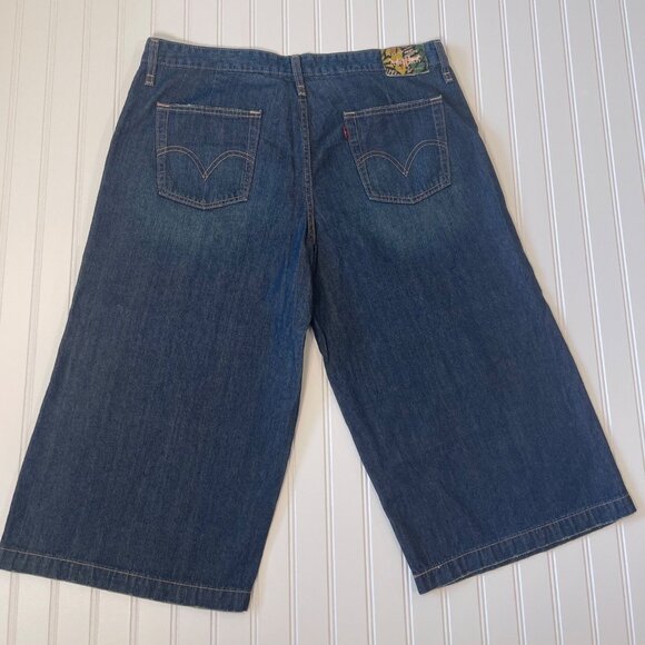 Levi’s Womens Denim Culottes Jeans Size 16 Wide-Leg Mid-Length Flat Front Slant - Picture 2 of 12